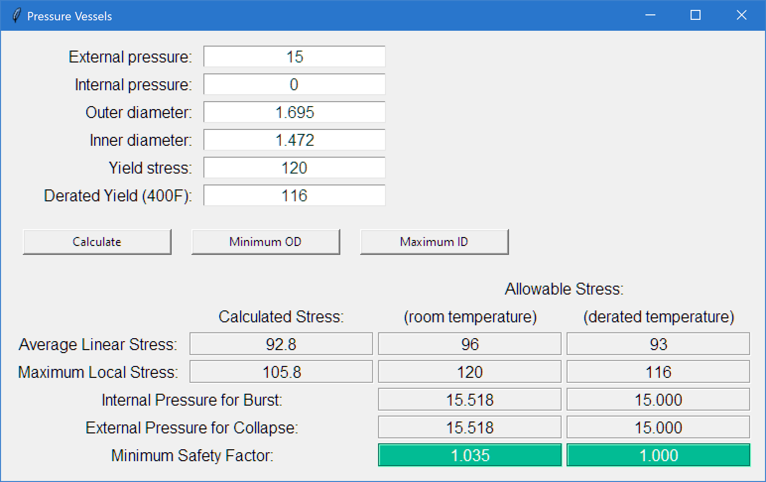 Pressure Vessel Calculator 1