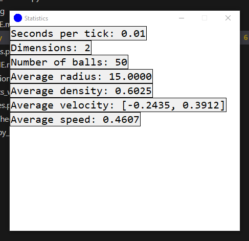 Data output kinetic gas simulation