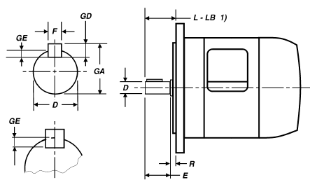 Stepper Motor shafts, keys and keyways dimensions for inch size table.