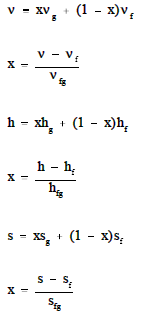 Steam Table Formulas